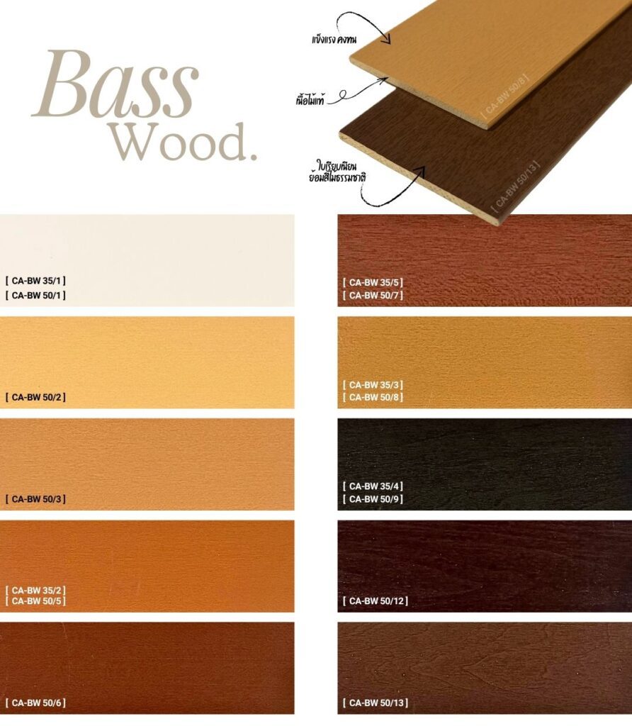 ตัวอย่างสีมู่ลี่ไม้บาสวู้ด